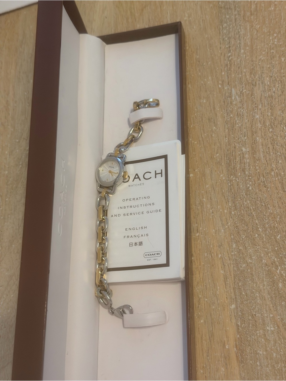 Vintage Coach Two-Tone Silver and Gold Link Bracelet Watch